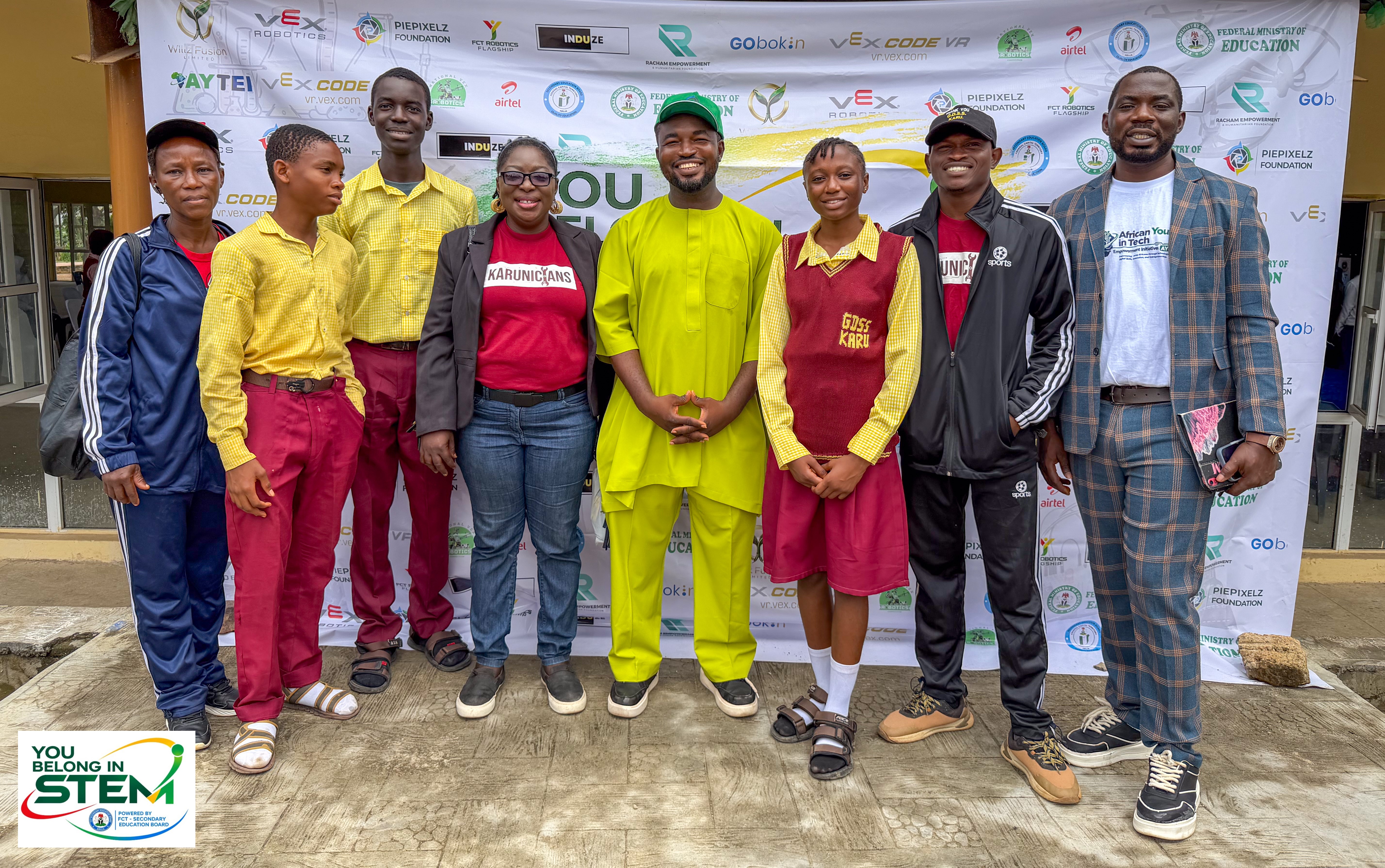 PiePixelz with the 2025 and 2026 NVRC Champions at the You Belong in STEM event backdrop