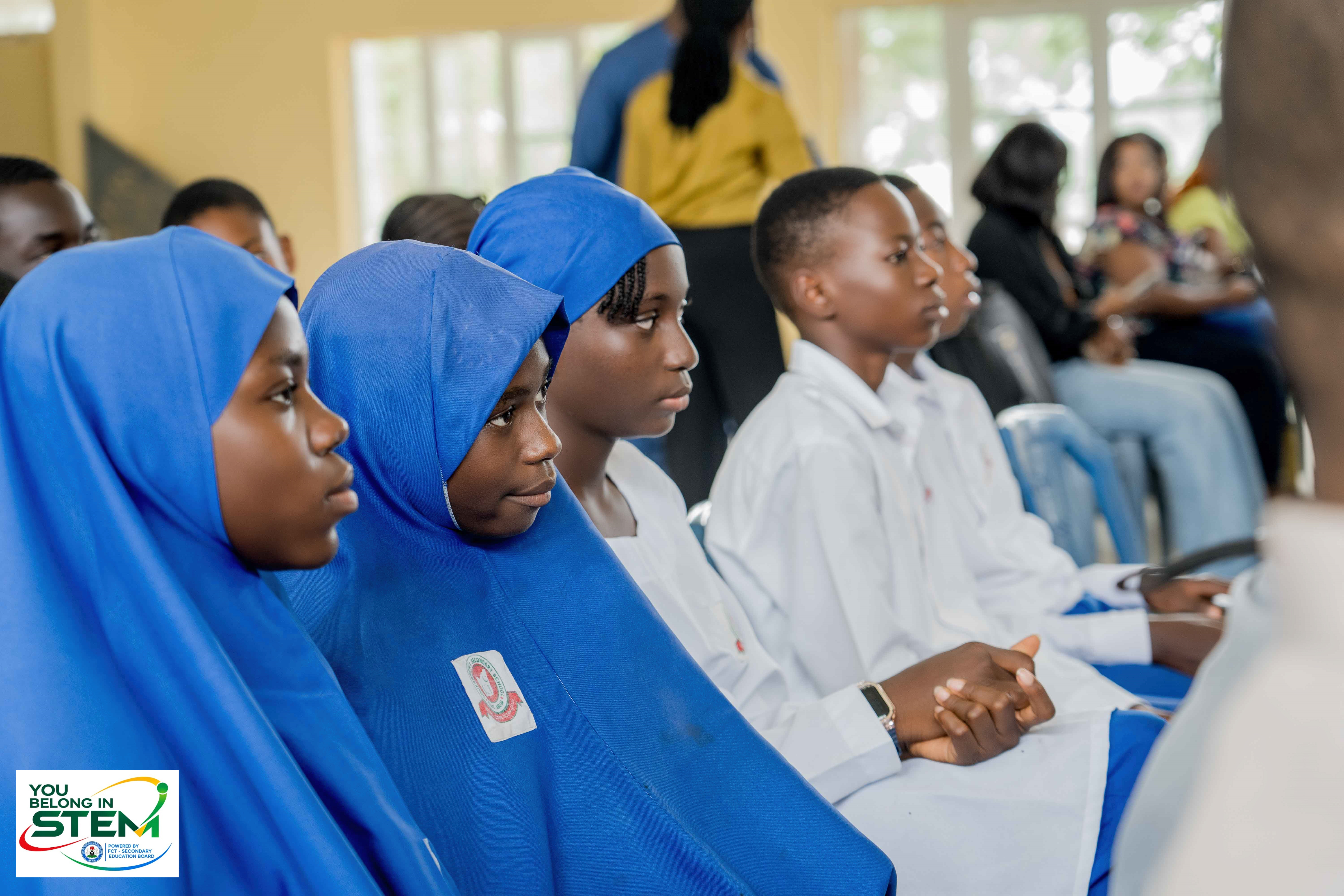 Students listening during the You Belong in STEM FCT Edition programme